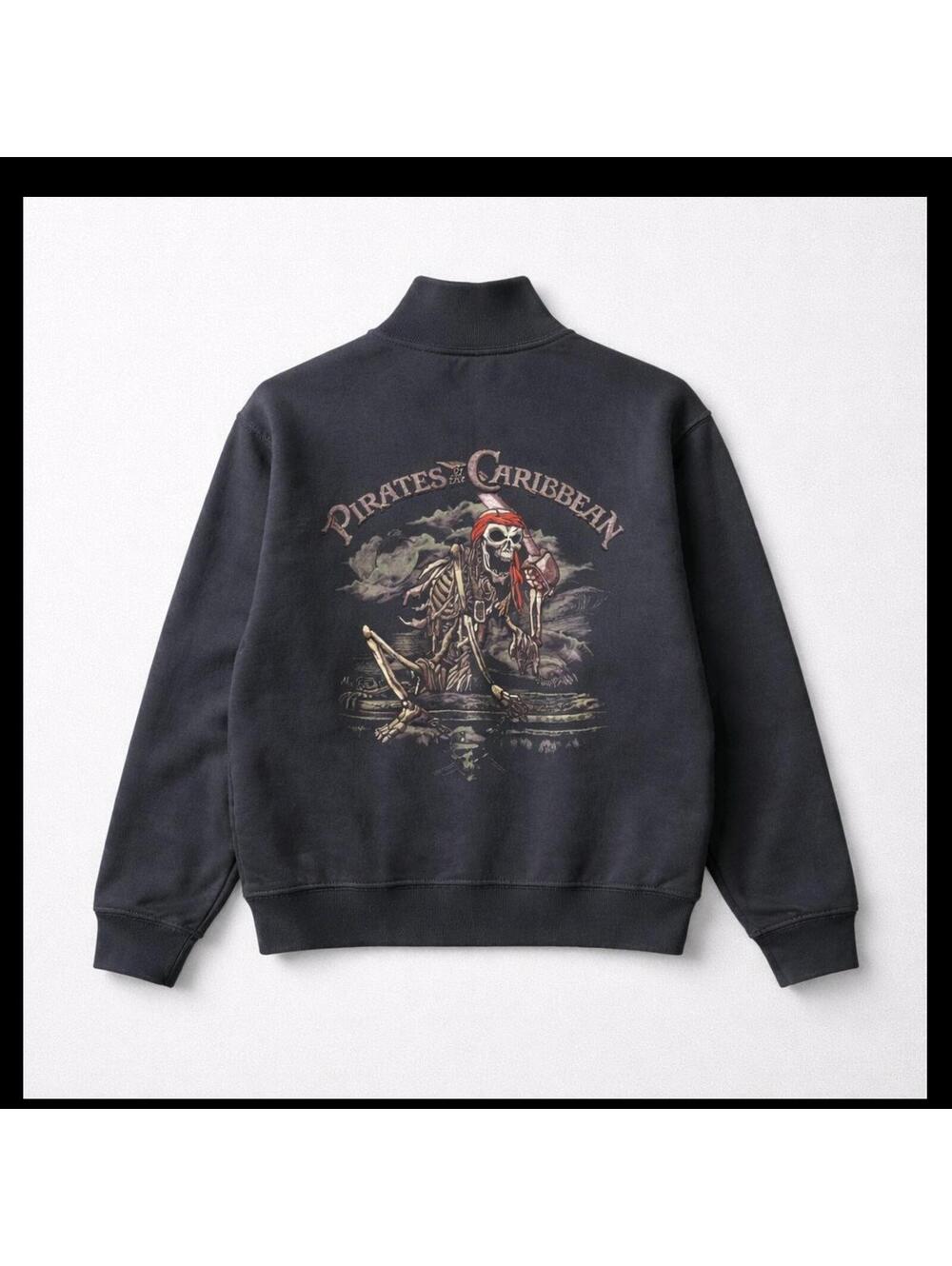 Disneyland Resort Pirates of the Caribbean Black Zip-Up Jacket Sweatshirt Size S